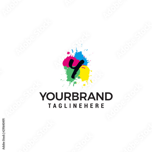 Letter Y logo at colorful paint splash background design element template