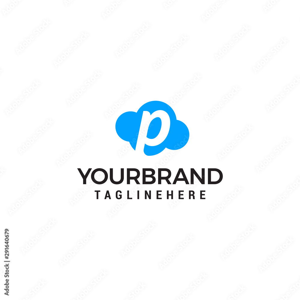 Obraz premium initial leter P cloud logo vector illustration design template