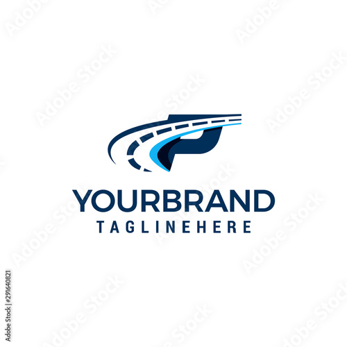 Road Way Asphalt Logo Letter P. P Road Logistics Letter Design in Vector template