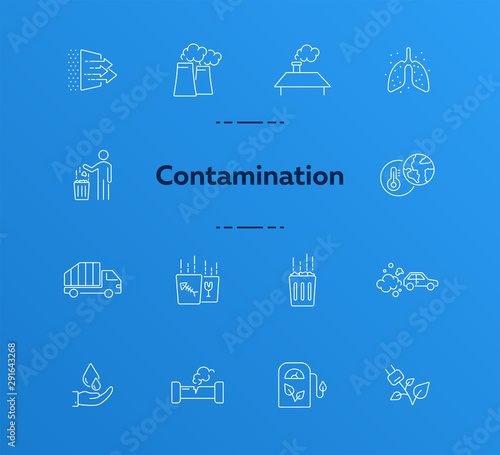 Contamination icons. Set of line icons.
