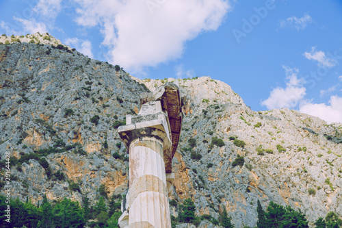 City Delphi. Greek Republic. Ancient Greek ruins and columns from ancient times.  Walking tourists. 13. Sep. 2019. photo