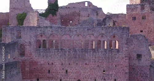 Close Up of Windows of French Castle Chateau de Saint-Ulrich in Alsace-Lorraine, France photo