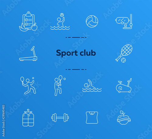 Sport club line icon set