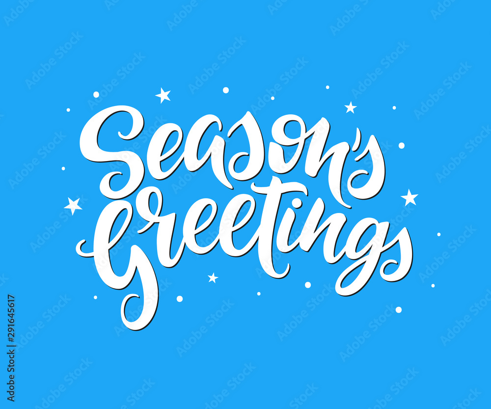 Season's Greetings vector calligraphy. Isolated typography print. Handwritten lettering inscription. 