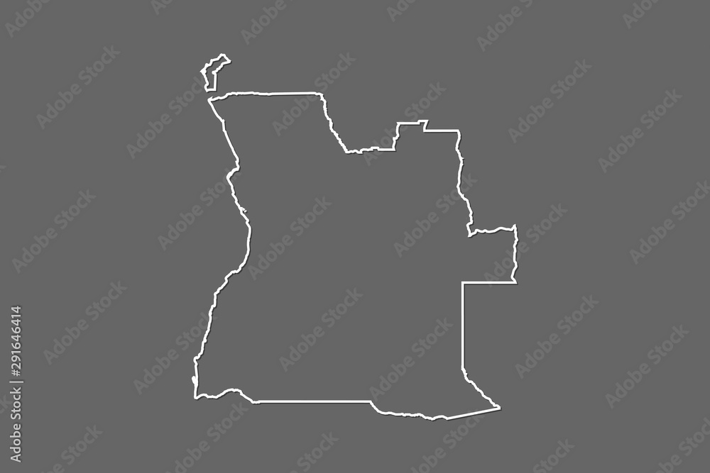 Angola vector map with single border using white color on dark ...