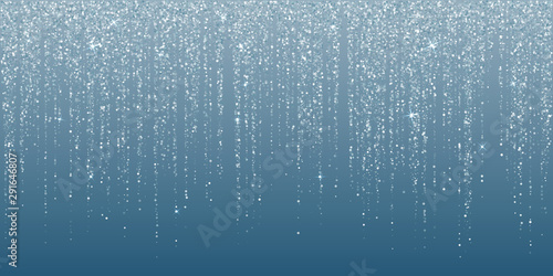 Falling in lines silver glitter confetti garlands dots rain.