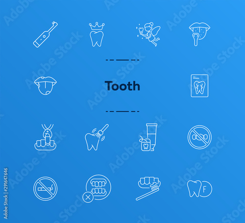 Tooth line icon set