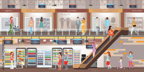 People shopping at the shopping mall.