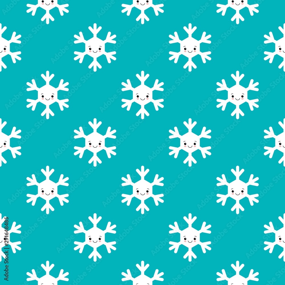 Seamless pattern of winter snowflakes, vector background. Repeated texture, surface, wrapping paper. Cute white snow flakes for packaging, cards, banners design