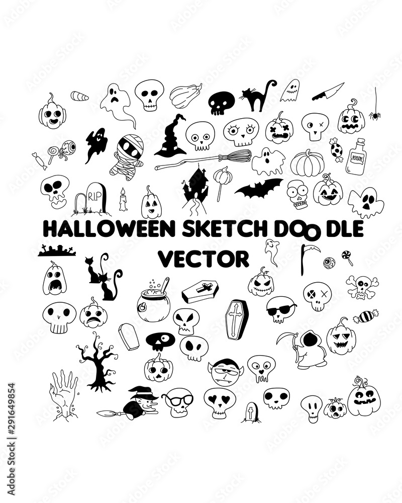 Halloween doodle sketch vector Halloween doodle sketch vector