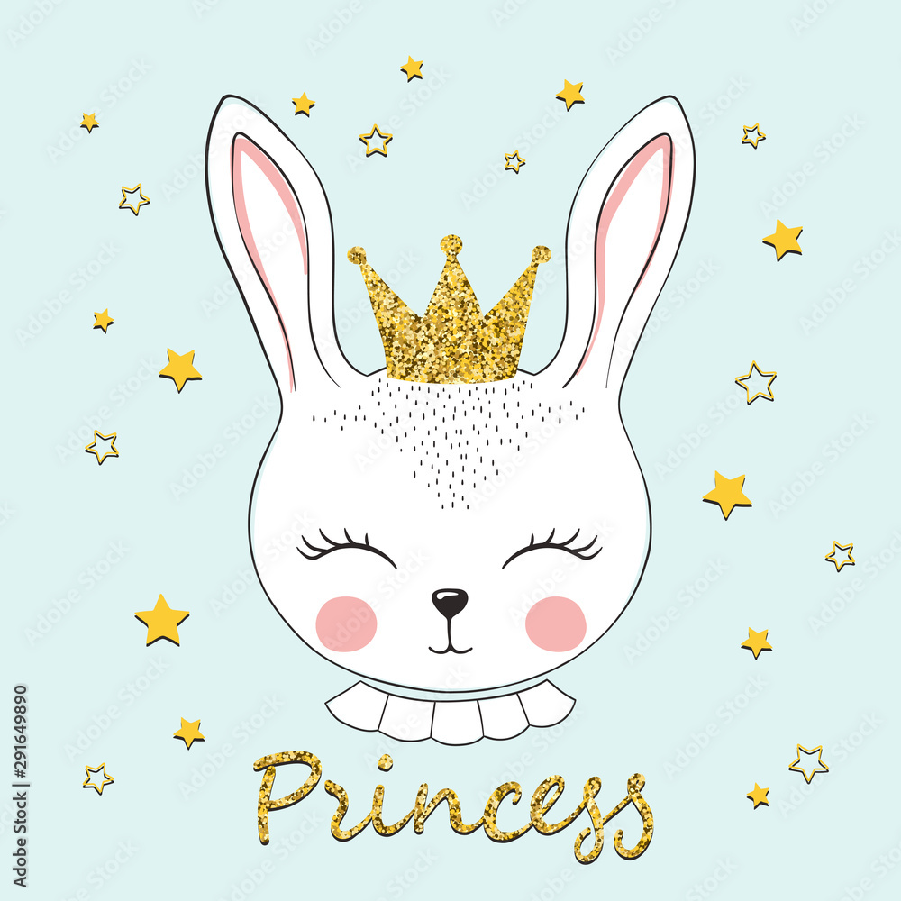 Cute rabbit princess - cartoon illustration Stock Vector Image