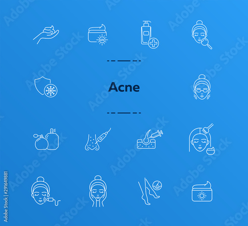 Acne line icon set