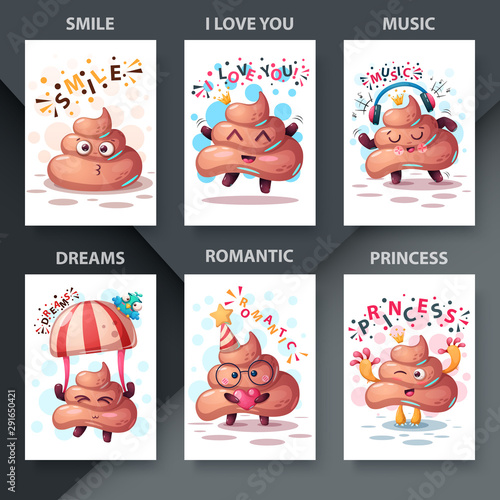 Set cartoon turd - funny illustration for your idea