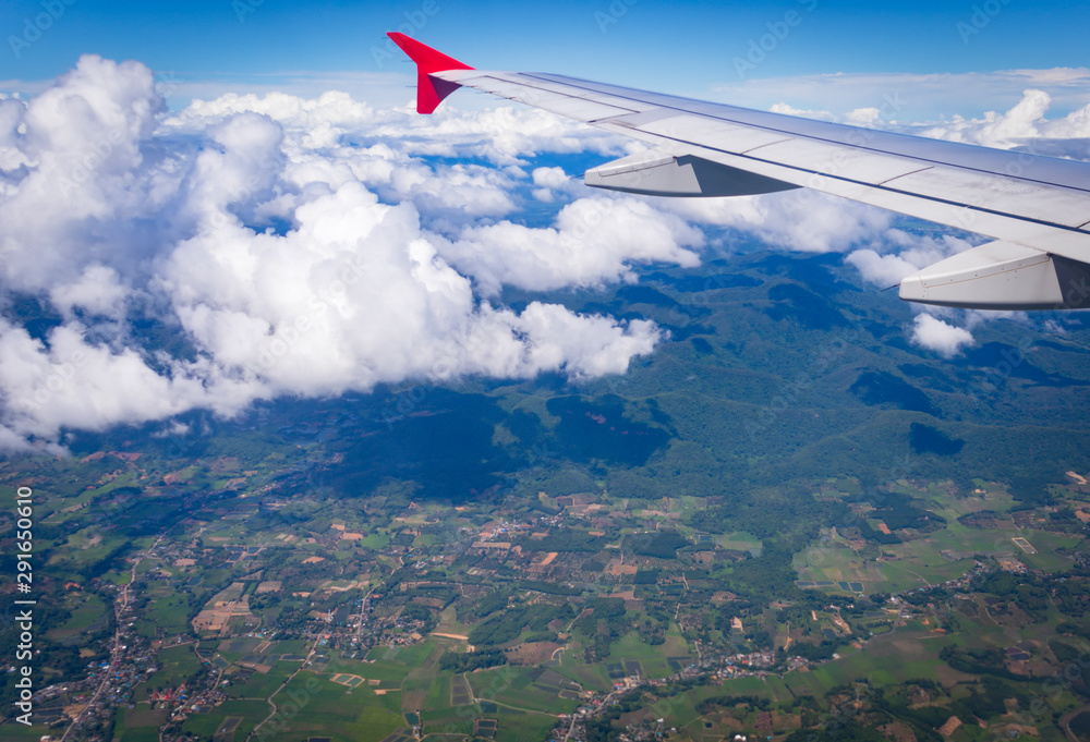 Scenery of ariel view from window of airplane in Thailand. Scenery of ariel view from window of airplane in Thailand.