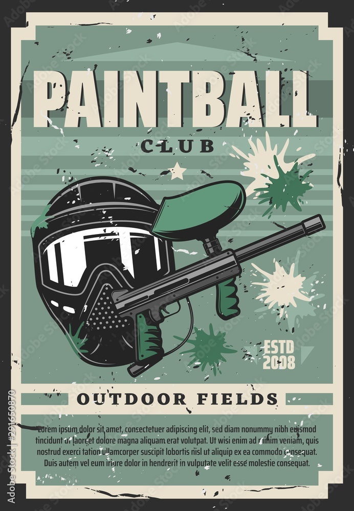 Tinted mask and paint ball gun, paintball club Stock Vector Adobe Stock