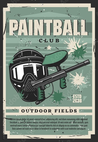 Tinted mask and paint ball gun, paintball club