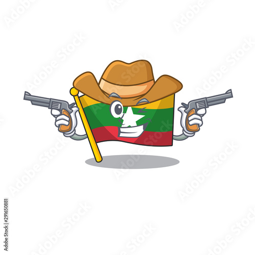 Cowboy flag myanmar isolated in the mascot