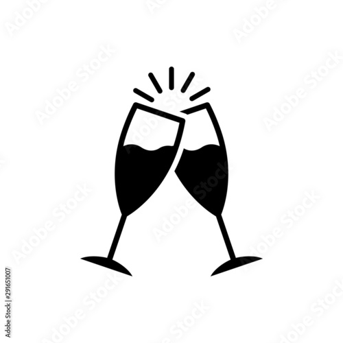 Champagne glasses vector icon. Glasses with wine illustration symbol. cheers sign or logo.