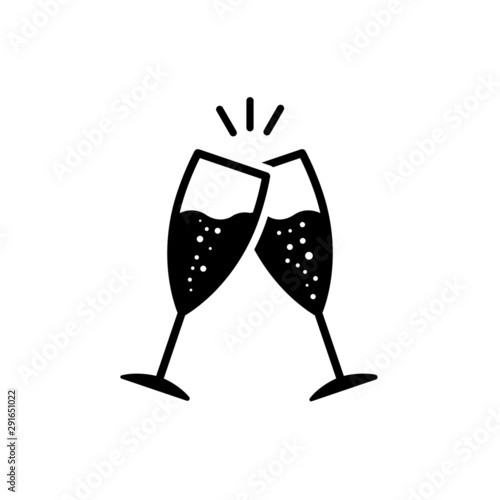 Champagne glasses vector icon. Glasses with wine illustration symbol. cheers sign or logo.