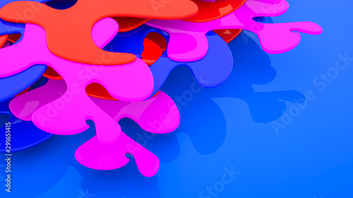 Abstract background of multi-colored uneven planes. 3d rendering illustration