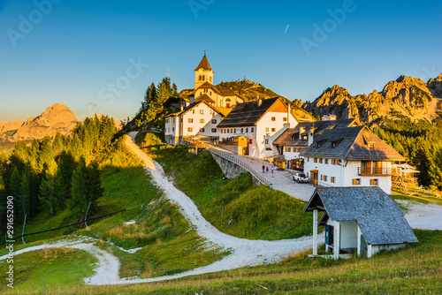 Sunset on the peaks. Mount Lussari  last lights towards dusk. Italy