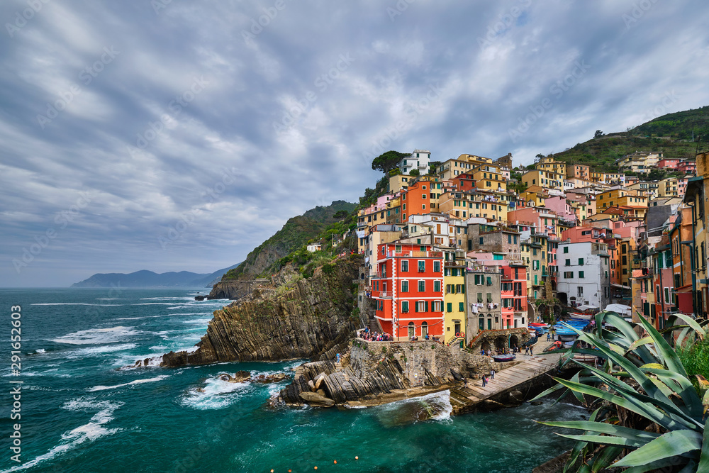 Fototapeta Wioska Riomaggiore, Cinque Terre, Liguria, Włochy