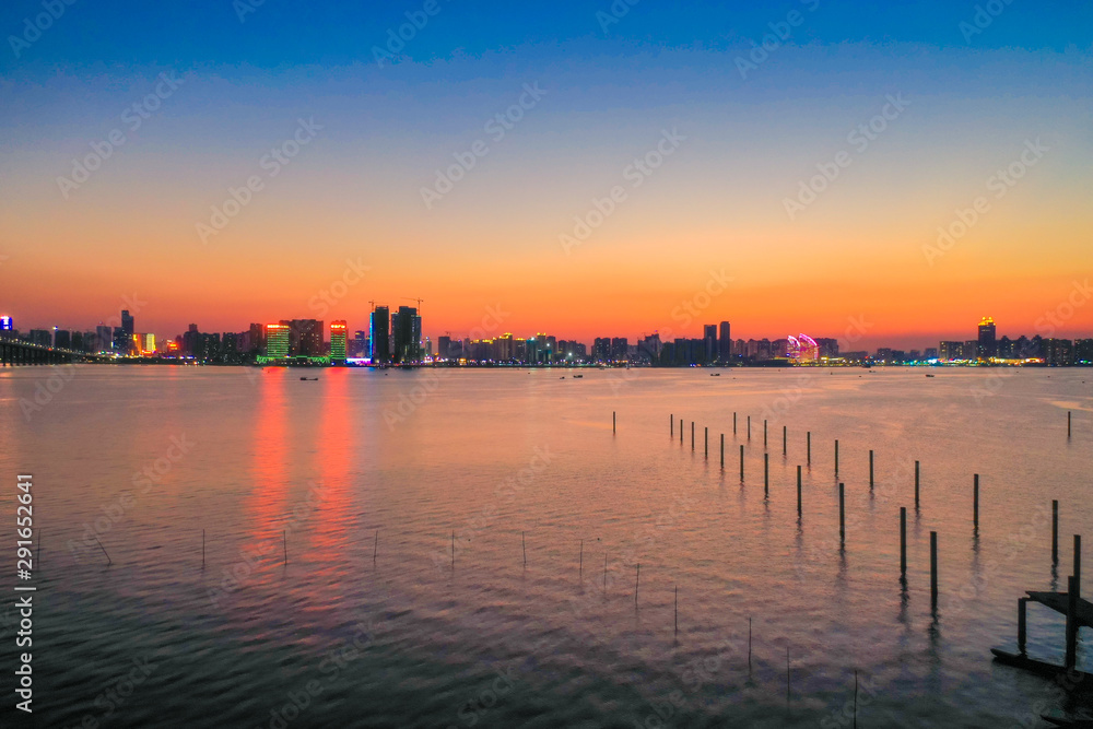 The view of Zhanjiang Bay in Guangdong at dusk The view of Zhanjiang Bay in Guangdong at dusk