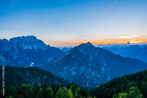 Monte Lussari, last light at dusk. Italy