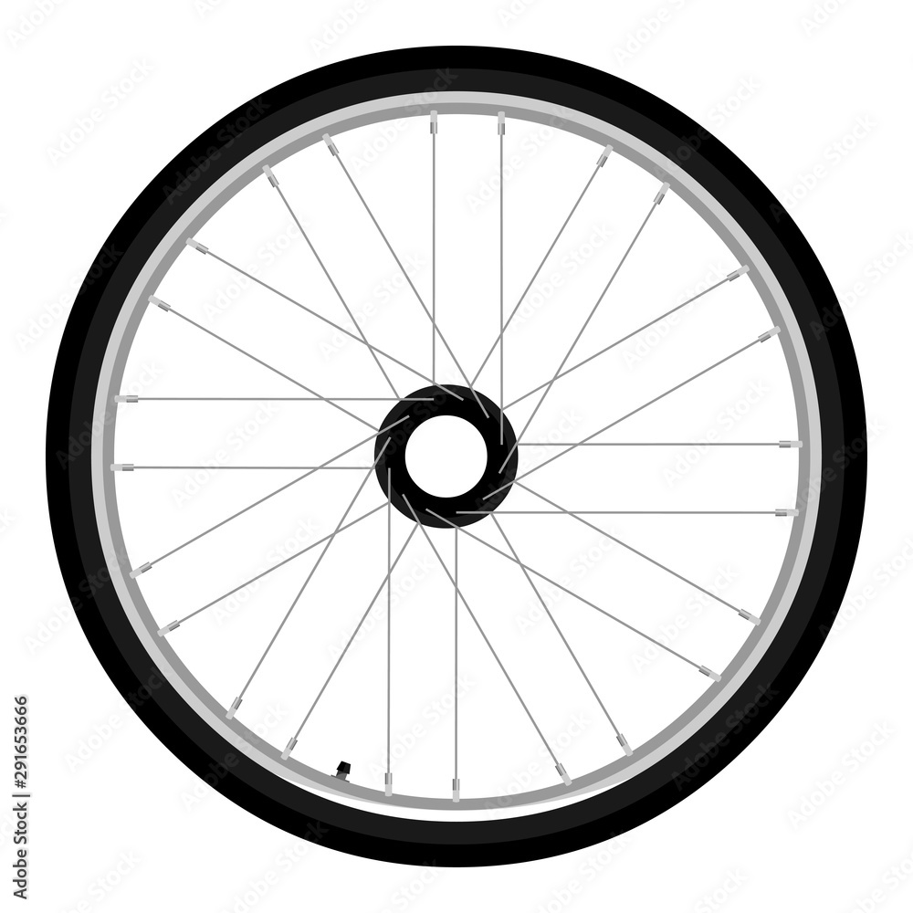 Bicycle wheel side view isolated on white vector illustration