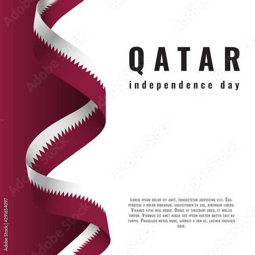 Qatar independence day celebration banner with ribbon