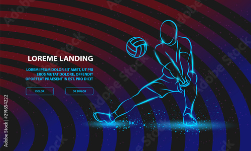 Volleyball player plays volleyball. Vector Sport Background for Landing Page Template.