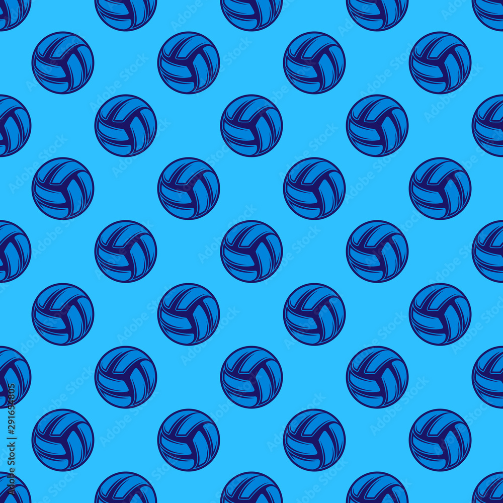Blue new background with volleyball seamless pattern Blue new background with volleyball seamless pattern