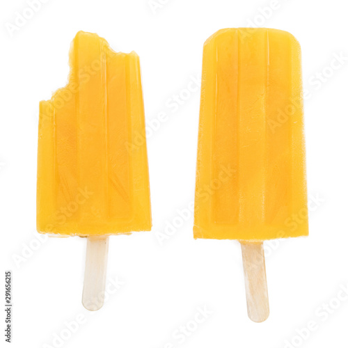 Tangerine Popsicles (close-up shot) isolated on white