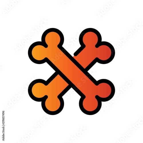 cross bone filled line vector icon