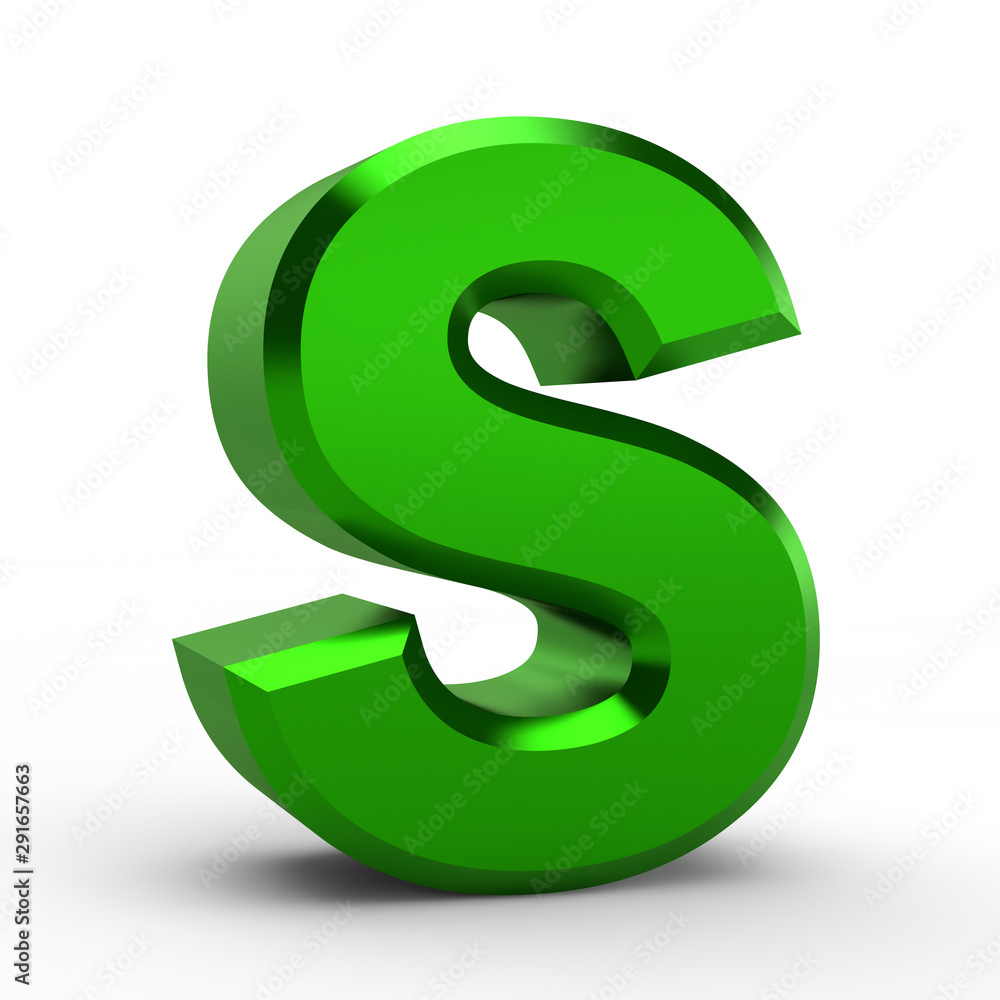 S green alphabet word on white background illustration 3D rendering S green alphabet word on white background illustration 3D rendering