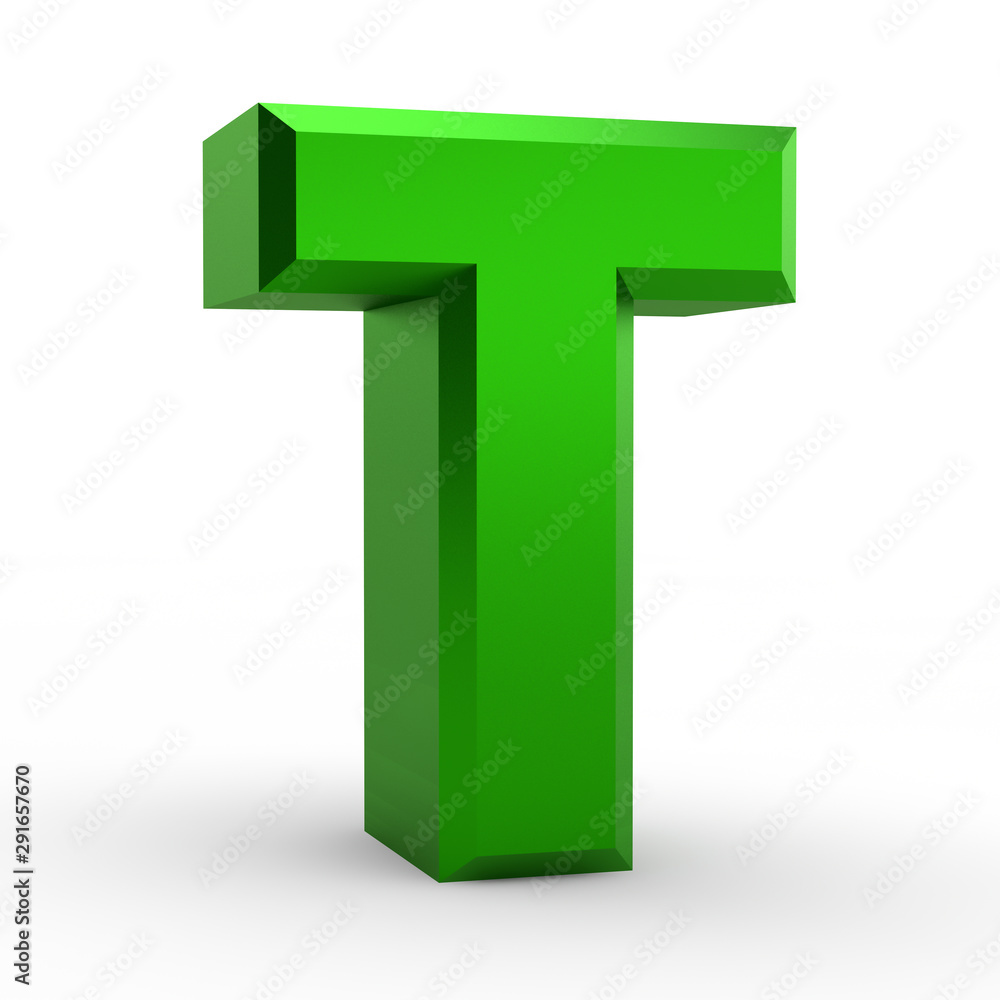 T green alphabet word on white background illustration 3D rendering T green alphabet word on white background illustration 3D rendering