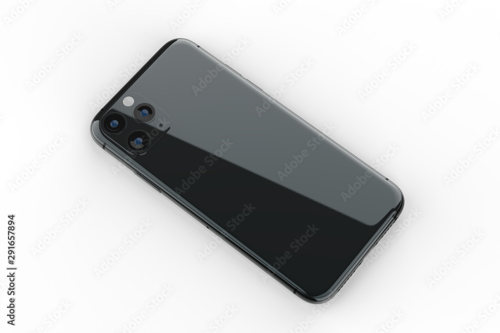 New version of iphone pro max smartphone back side on a white background. 3d illustration New version of iphone pro max smartphone back side on a white background. 3d illustration