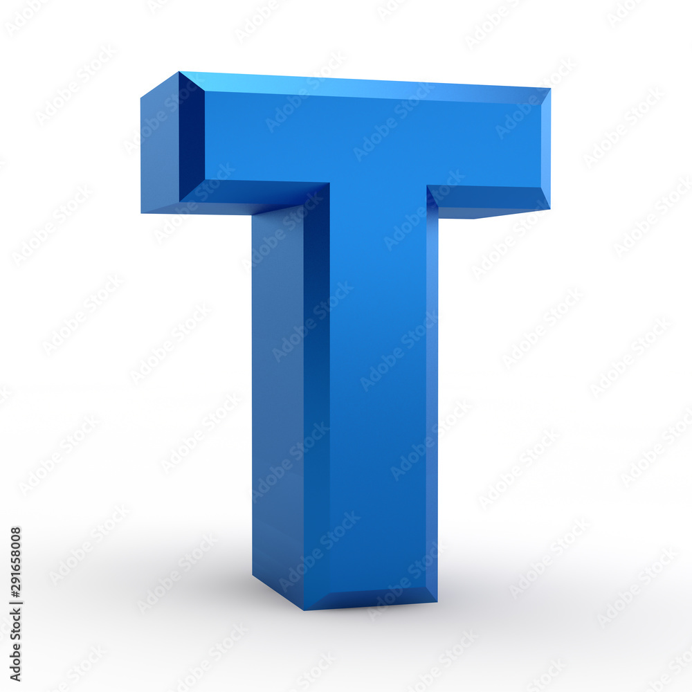 T blue alphabet word on white background illustration 3D rendering T blue alphabet word on white background illustration 3D rendering