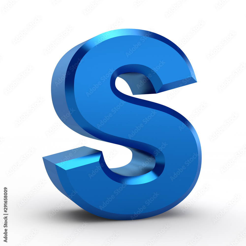 S blue alphabet word on white background illustration 3D rendering S blue alphabet word on white background illustration 3D rendering