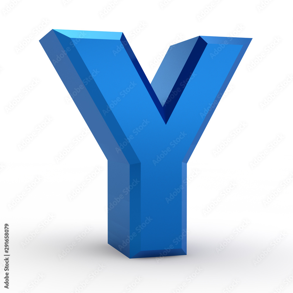 Y blue alphabet word on white background illustration 3D rendering Y blue alphabet word on white background illustration 3D rendering