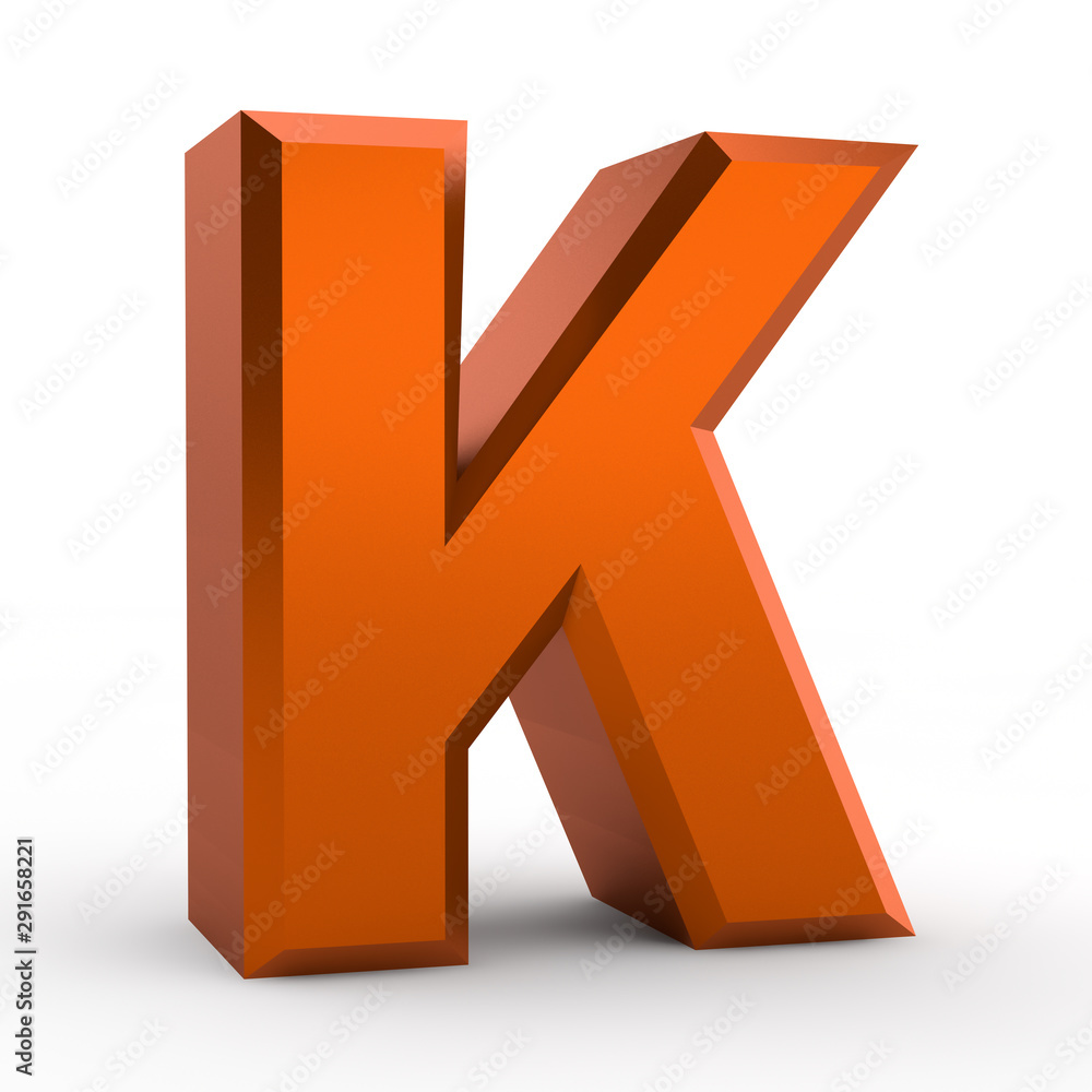 K orange alphabet word on white background illustration 3D rendering K orange alphabet word on white background illustration 3D rendering