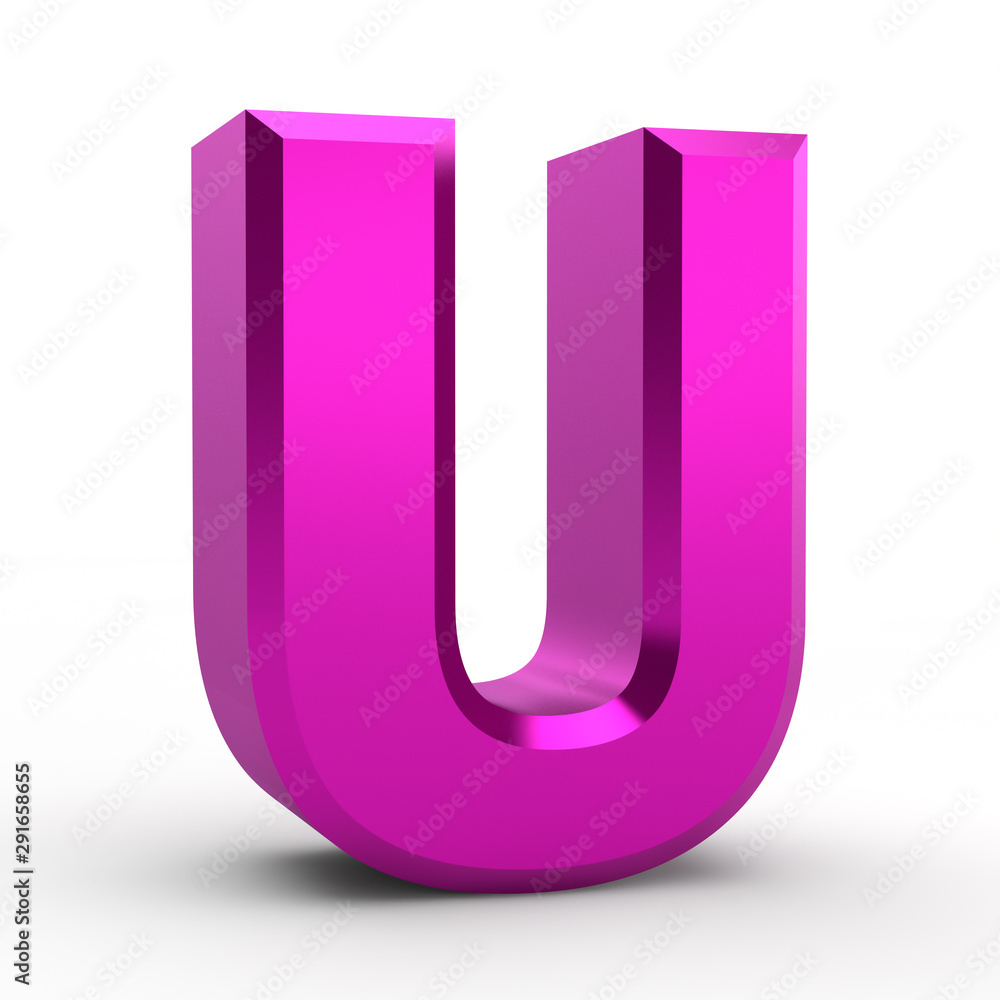 U pink alphabet word on white background illustration 3D rendering U pink alphabet word on white background illustration 3D rendering