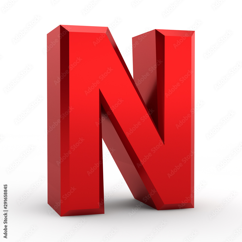 N red alphabet word on white background illustration 3D rendering N red alphabet word on white background illustration 3D rendering