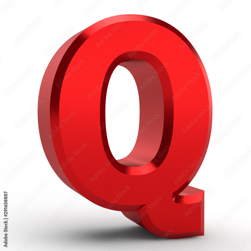 Q red alphabet word on white background illustration 3D rendering Q red alphabet word on white background illustration 3D rendering