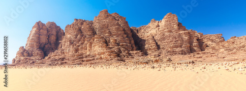 Rock Formations of Wadi Rum Yellow Desert (panorama)