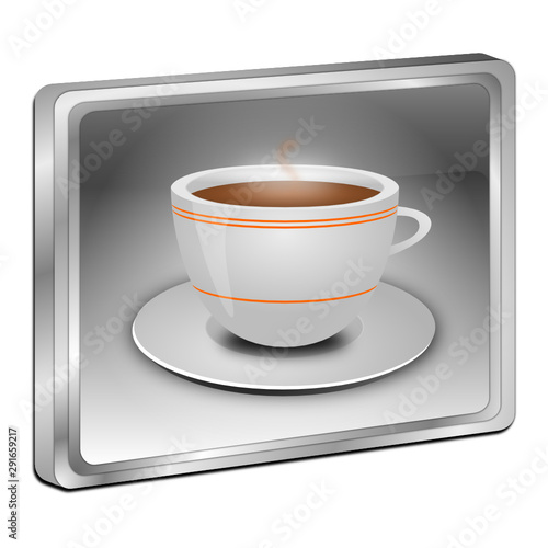 Button with a Cup of Coffee - 3D illustration
