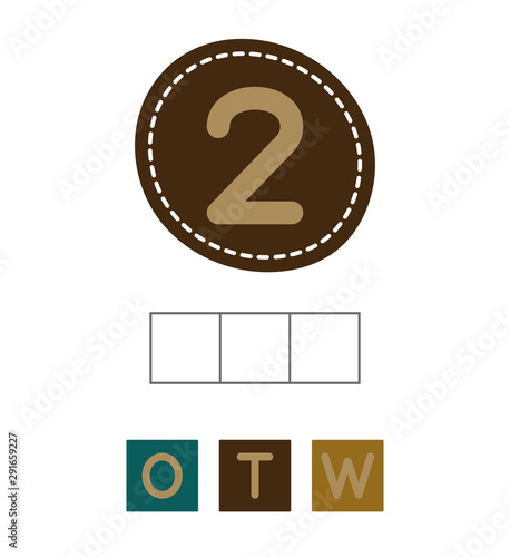 Worksheet for preschool kids. Words puzzle educational game for children. Place the letters in right order. Card from a set for child development and education. Vector illustration.