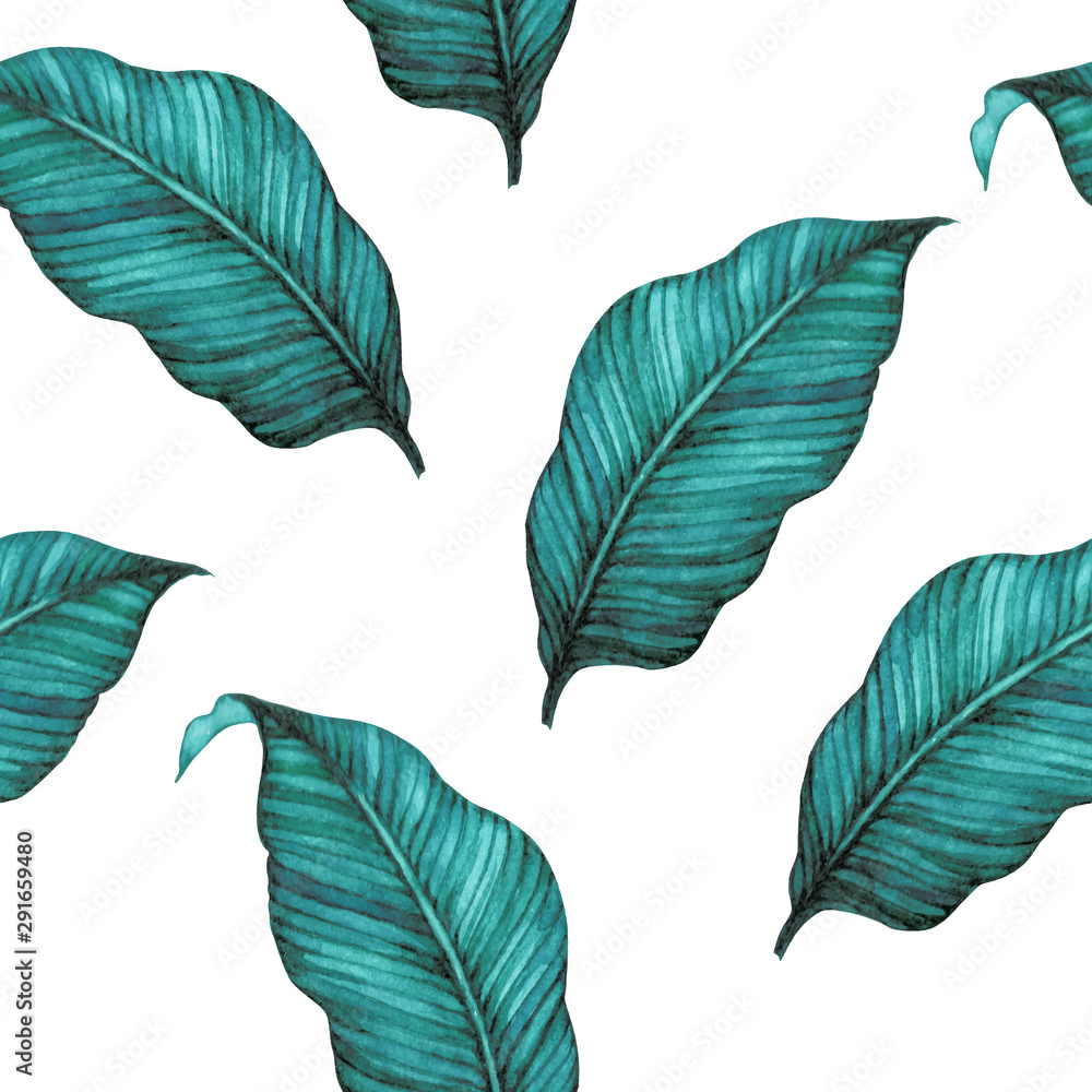 Leaf watercolor pattern seamless
