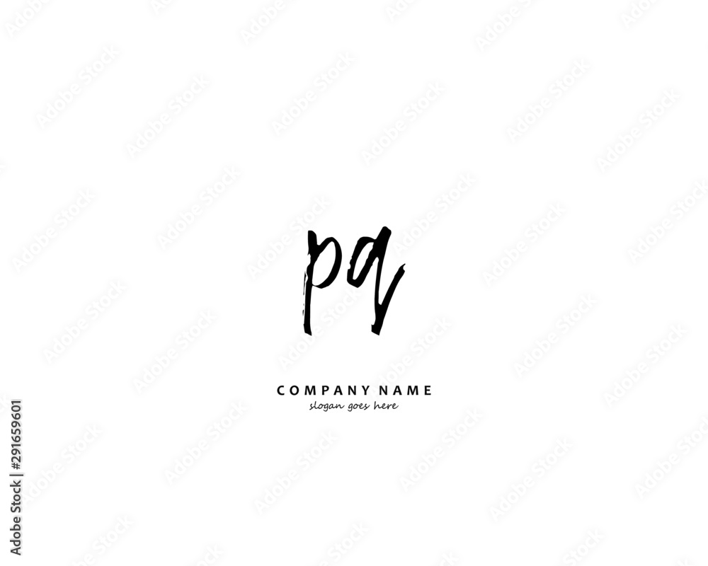 PQ Initial handwriting logo vector PQ Initial handwriting logo vector