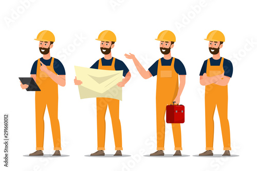 architect, foreman, engineering construction worker in different characte